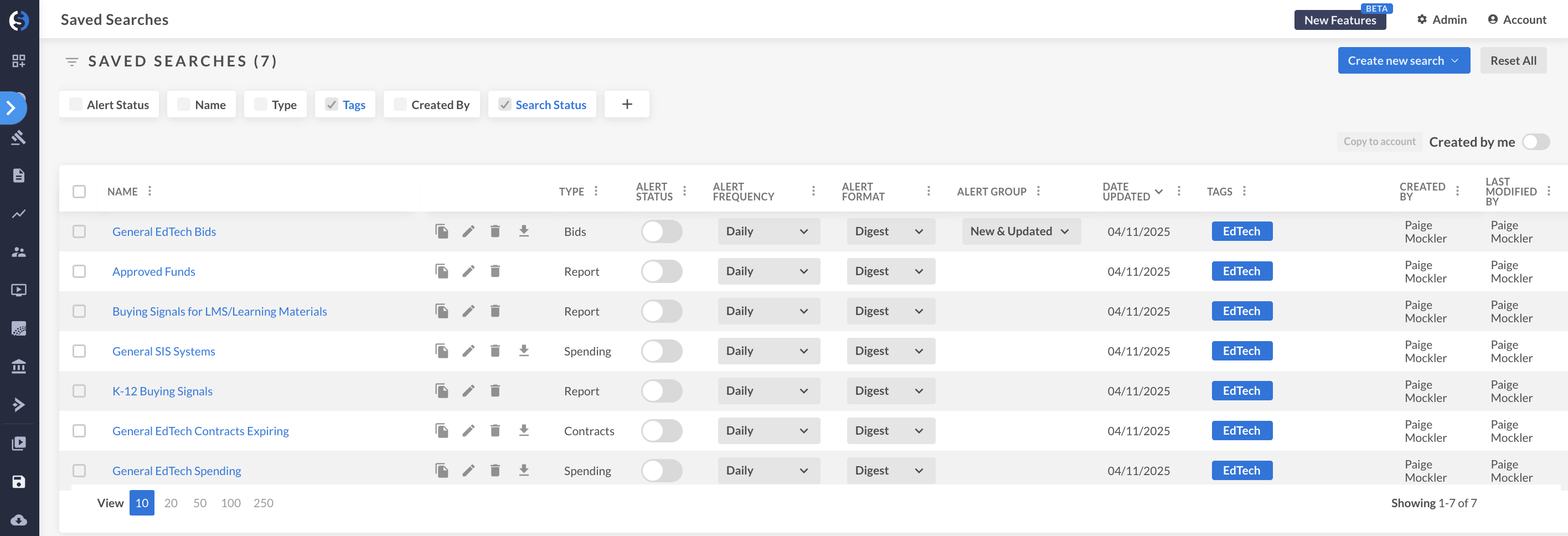 edtech searches screenshot